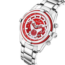 Load image into Gallery viewer, Duke Solid Stainless Steel Strap| Metal Body| Water Resistance| Trendy Design| Push Button| Durable| Chronograph Mens Watch- Red Dial

