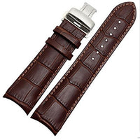 EwatchAccessories 24mm Brown Curved Leather Watch Strap Fits Curvedend Watches With Buckle