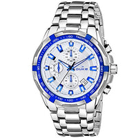 Duke Chronograph Mens Watch, Water Resistant Timepiece with Stylish Stainless-Steel Strap for Everyday Use (Silver Dial)