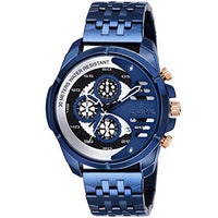Duke Chronograph Mens Watch, Water Resistant Timepiece with Stylish Stainless-Steel Strap for Everyday Use (Blue Dial)