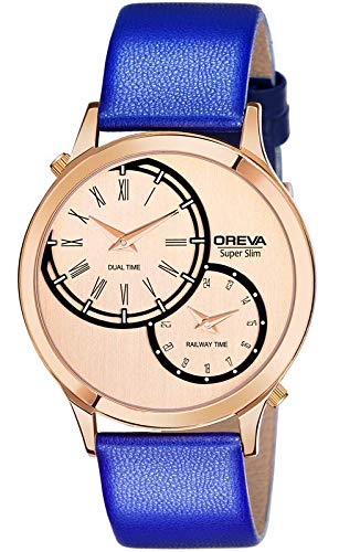 Oreva Leather Men's/Boy's Analogue Wrist Watches (Rose Gold 2)